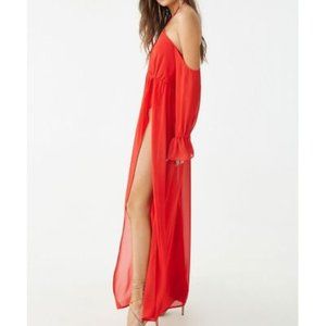 Forever 21 Sheer Chiffon Open-Shoulder Maxi Dress